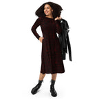 Long Sleeve Pocket Flare Dress - 'Gothic Garden (Red Version)'