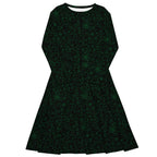 Long Sleeve Pocket Flare Dress - 'Gothic Garden (Green Version)' 6XL