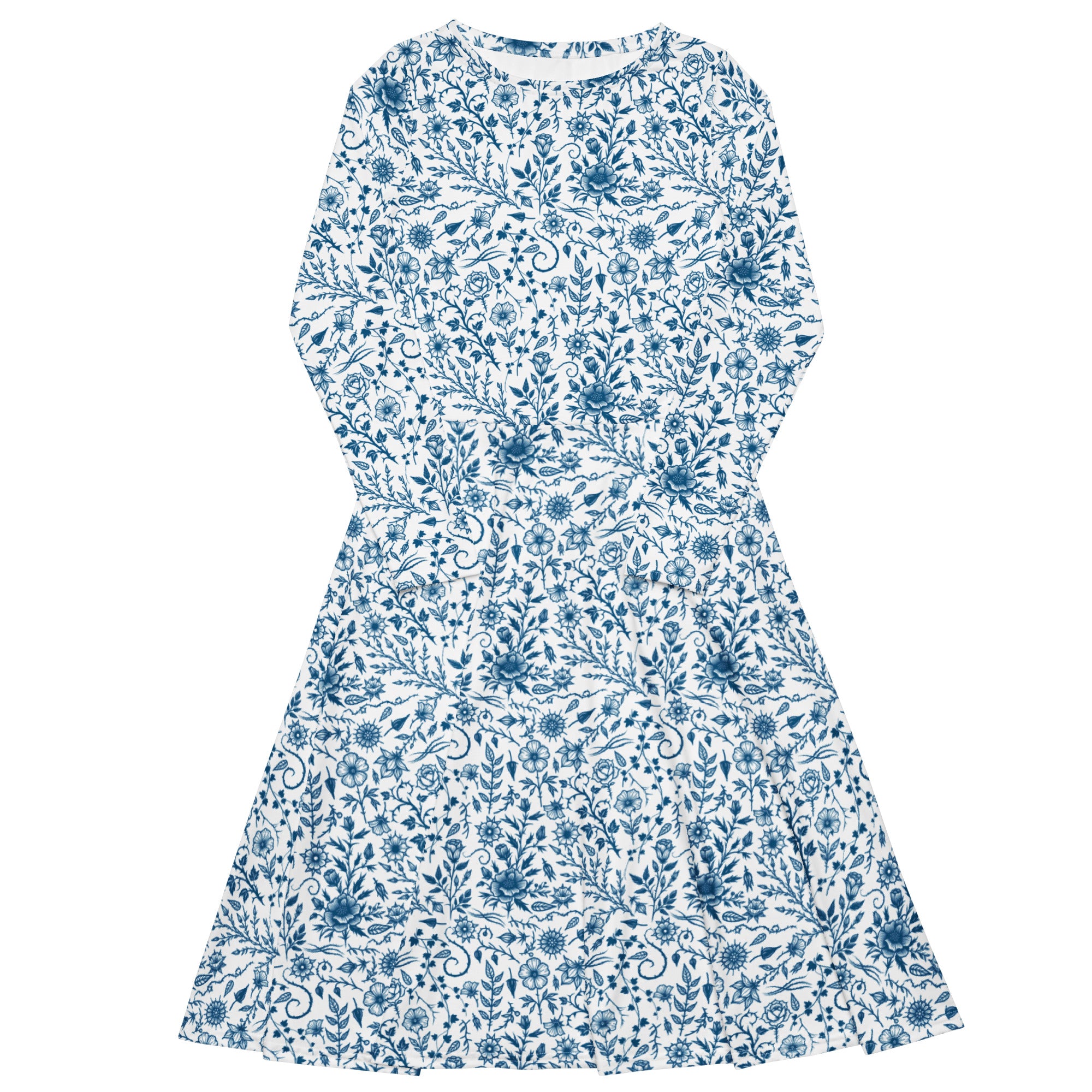 Long Sleeve Pocket Flare Dress - 'Gothic Garden (Bone China Version)' 6XL