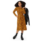 Long Sleeve Pocket Flare Dress - 'Sunflower Sparkle'