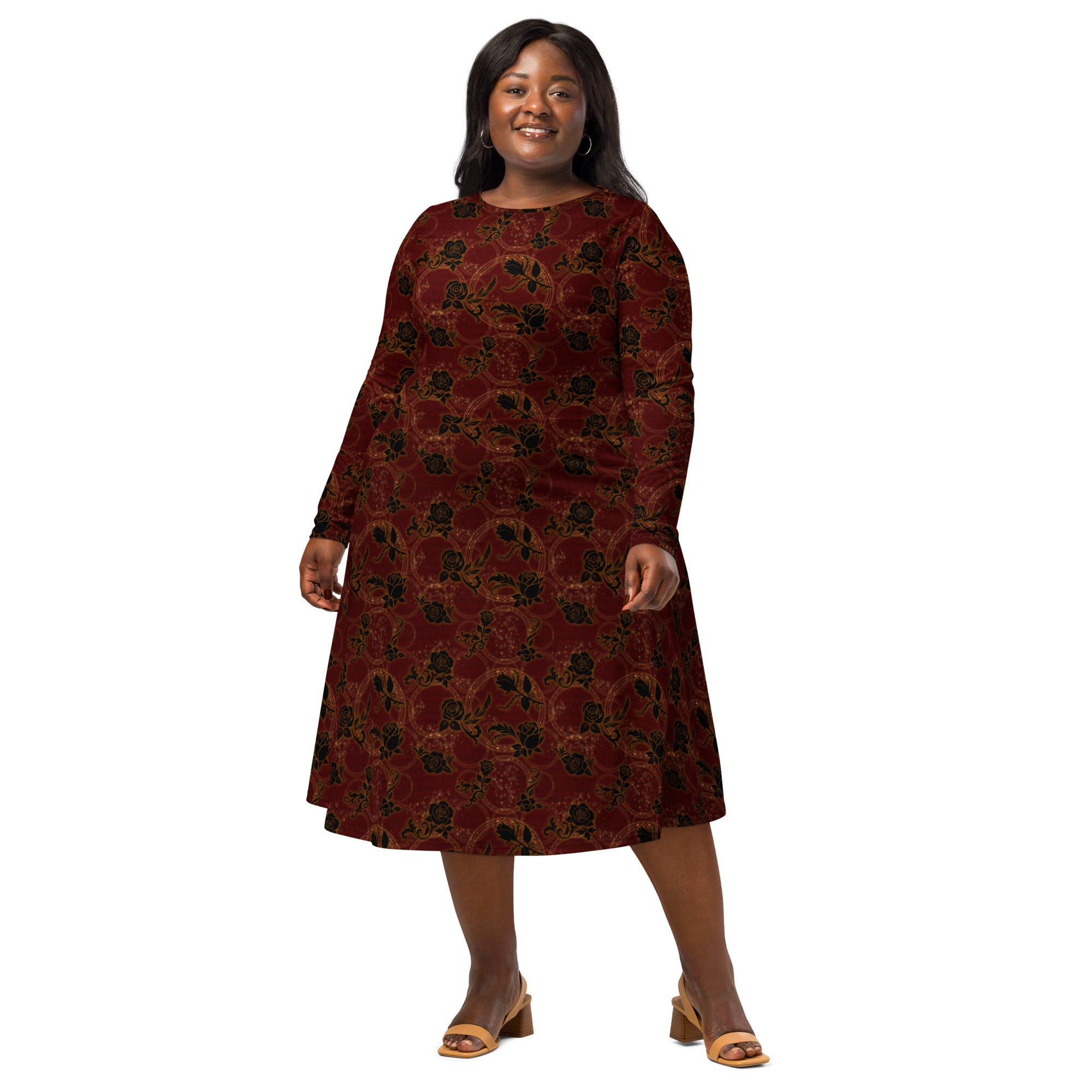 Long Sleeve Pocket Flare Dress - 'Spellbound'
