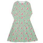 Long Sleeve Pocket Flare Dress - 'Fancy Feline' 6XL