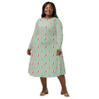 Long Sleeve Pocket Flare Dress - 'Fancy Feline'