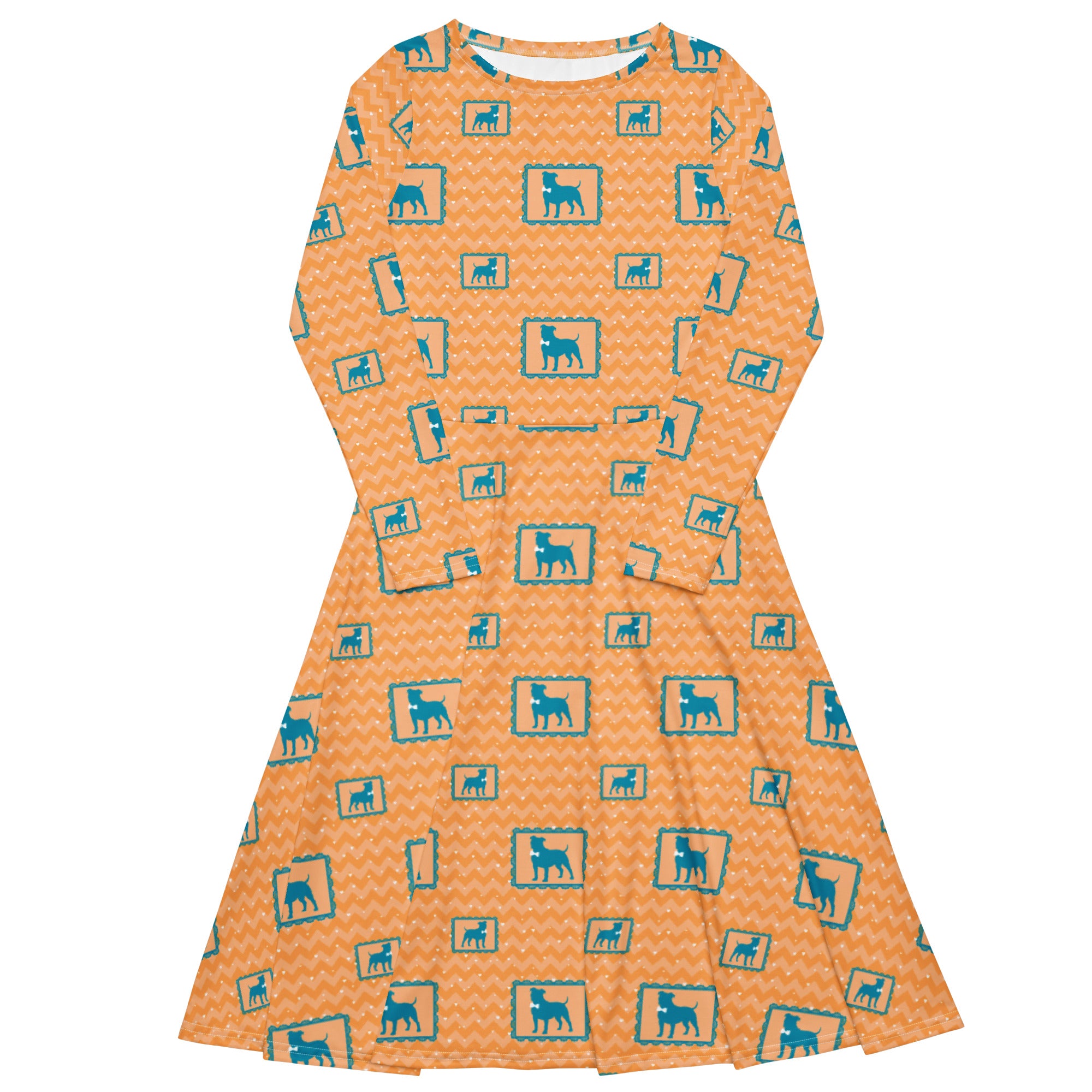 Long Sleeve Pocket Flare Dress - 'Perfect Pup' 6XL
