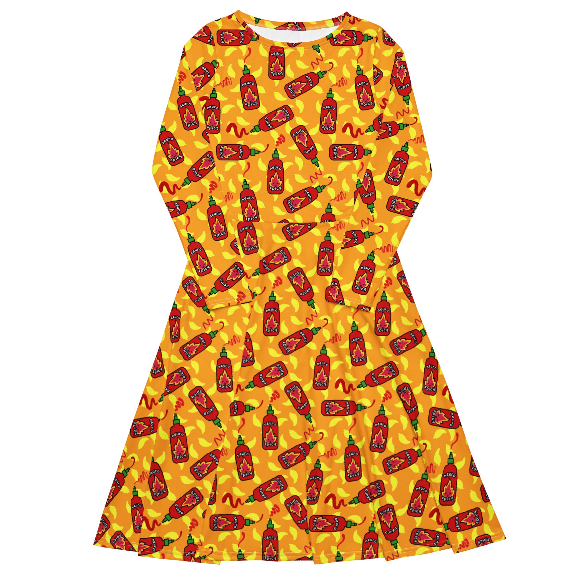 Long Sleeve Pocket Flare Dress - 'Neurospicy' 6XL