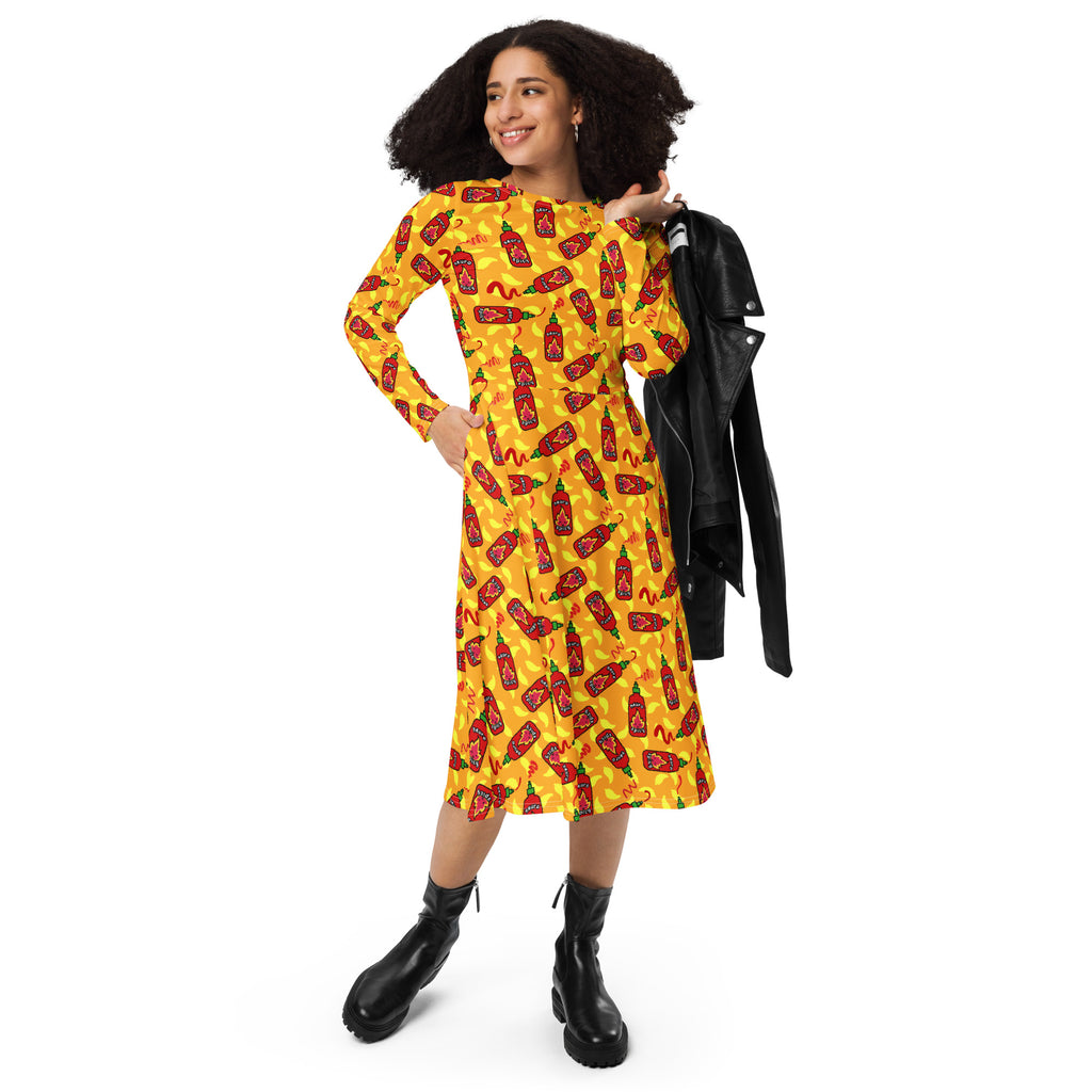 Long Sleeve Pocket Flare Dress - 'Neurospicy'