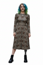 Long Sleeve Pocket Flare Dress - 'Dead Cute'