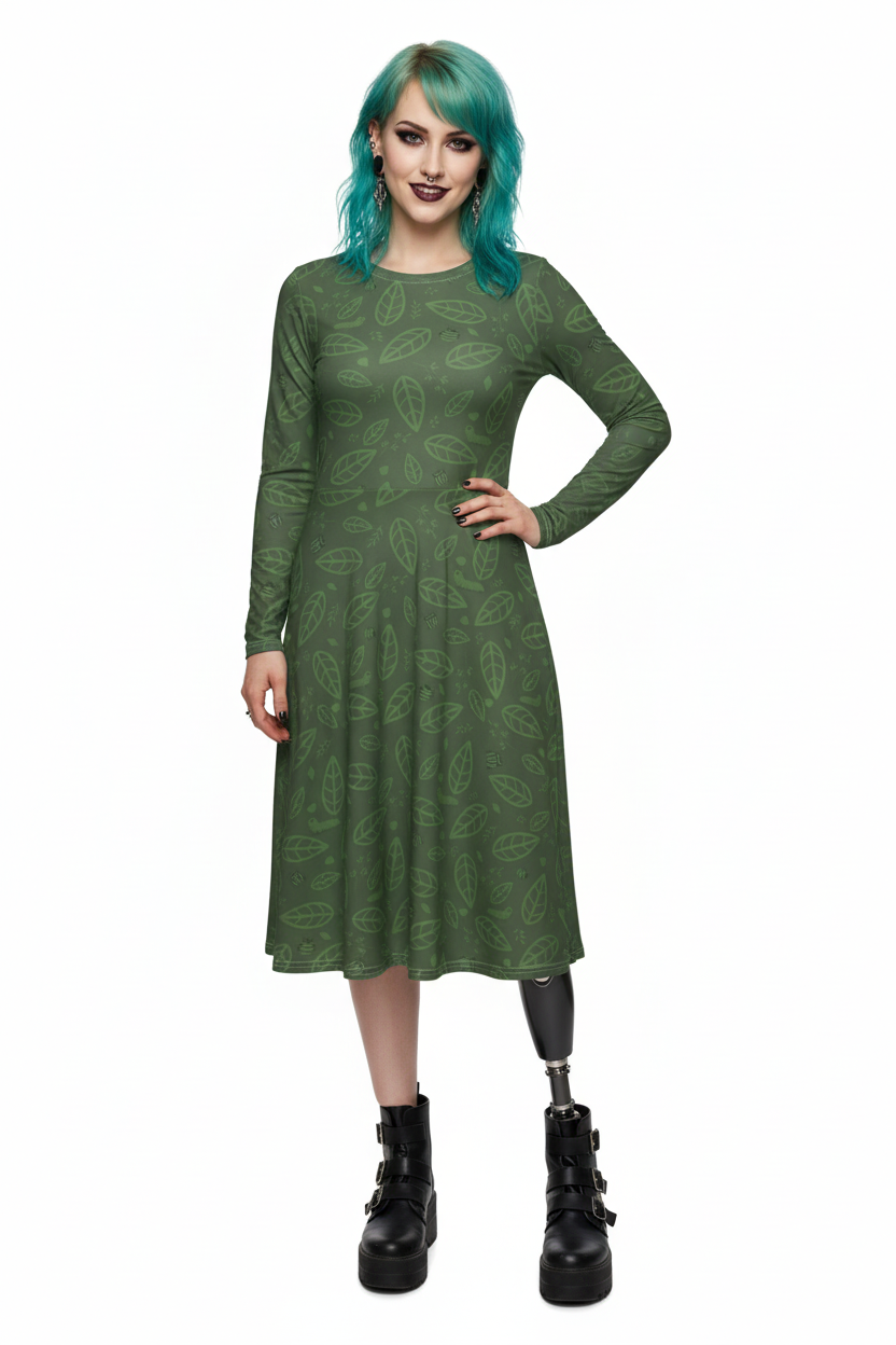 Long Sleeve Pocket Flare Dress - 'Bug's Life'
