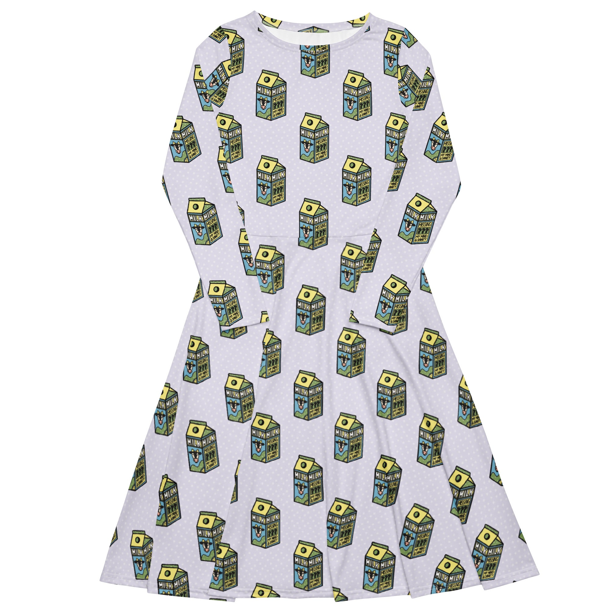 Long Sleeve Pocket Flare Dress - 'Got Milk?' 6XL