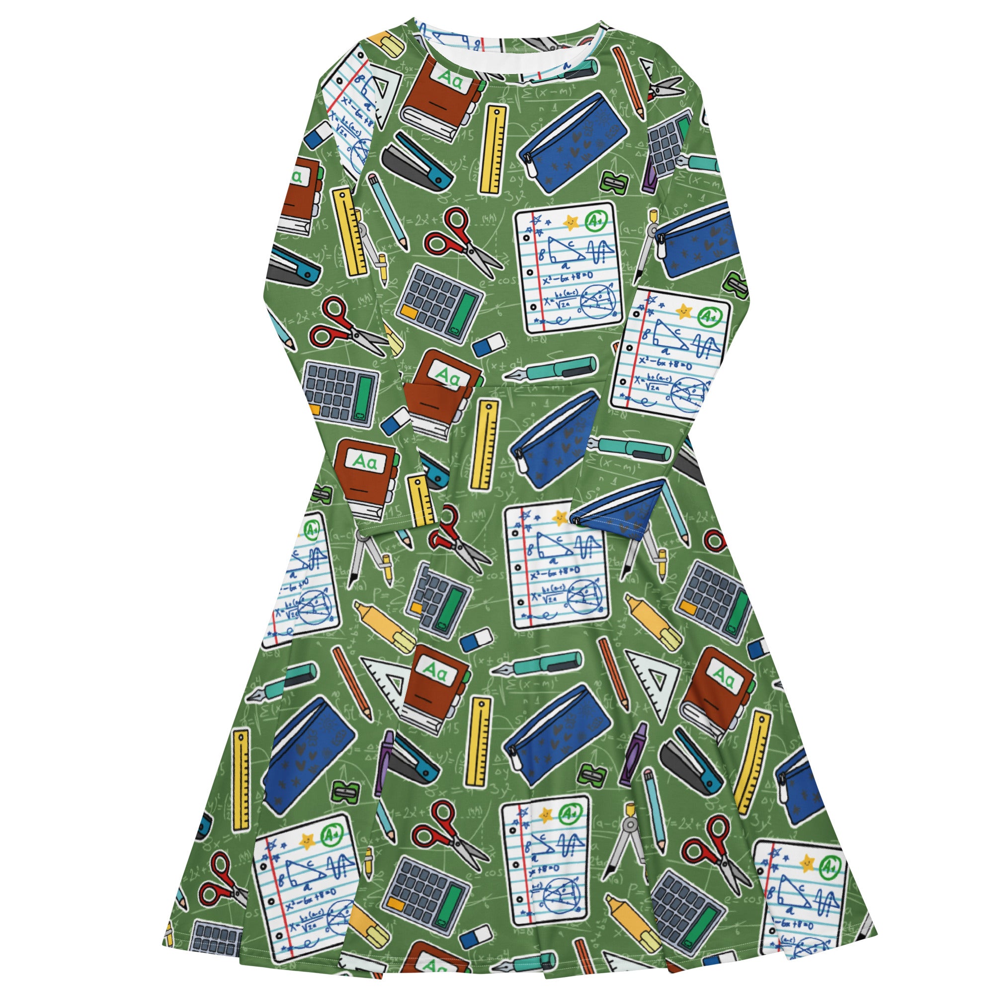 Long Sleeve Pocket Flare Dress - 'Teacher's Pet' 6XL