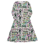 Long Sleeve Pocket Flare Dress - 'Bubblegum Diner' 6XL