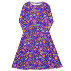 Long Sleeve Pocket Flare Dress - 'Glitter Stickers' 6XL
