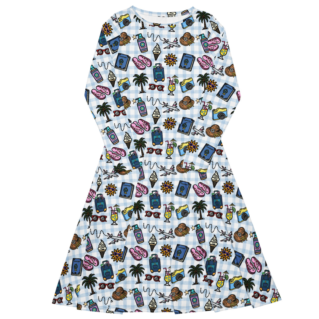 Long Sleeve Pocket Flare Dress - 'Gingham Getaway' 6XL