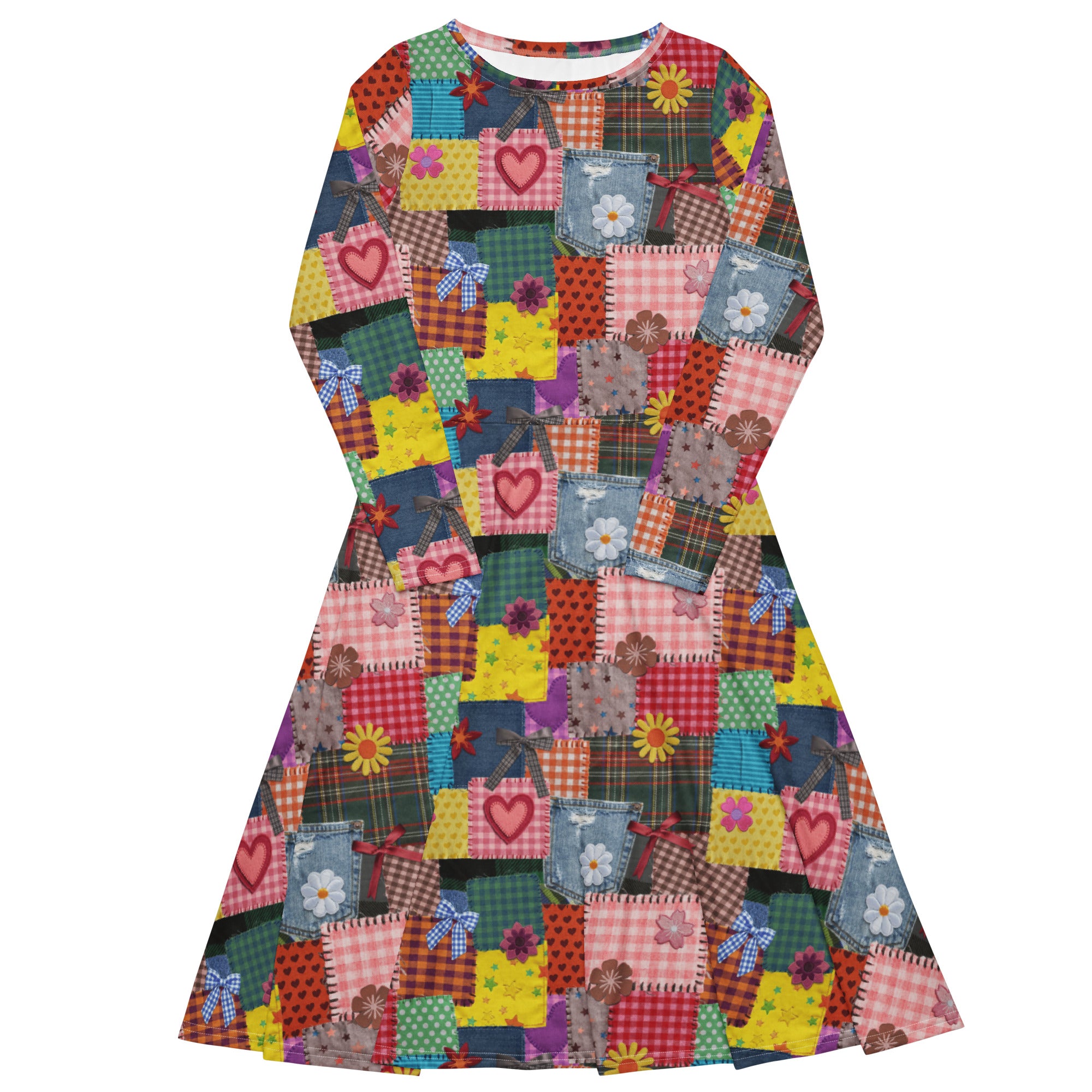 Long Sleeve Pocket Flare Dress - 'Perfect Patchwork' 6XL