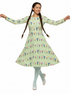 Long Sleeve Pocket Flare Dress - 'Spring Stems'