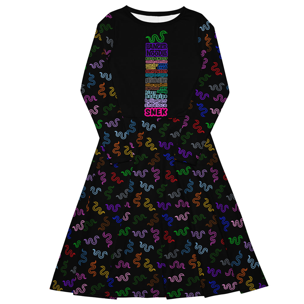 Long Sleeve Pocket Flare Dress - 'Danger Noodle' 6XL Long Sleeve Dress