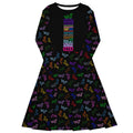 Long Sleeve Pocket Flare Dress - 'Danger Noodle' 6XL Long Sleeve Dress