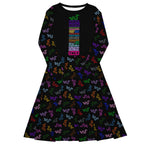 Long Sleeve Pocket Flare Dress - 'Danger Noodle' 6XL Long Sleeve Dress