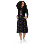 Long Sleeve Pocket Flare Dress - 'Danger Noodle' Long Sleeve Dress