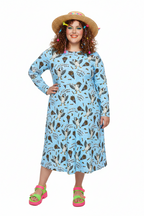 Long Sleeve Pocket Flare Dress - 'Chippy Tea' Long Sleeve Dress