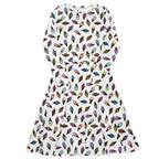Long Sleeve Pocket Flare Dress - 'Ice Cream' 6XL Long Sleeve Dress