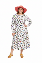 Long Sleeve Pocket Flare Dress - 'Ice Cream' Long Sleeve Dress