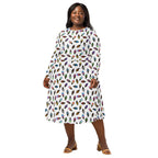 Long Sleeve Pocket Flare Dress - 'Ice Cream' Long Sleeve Dress