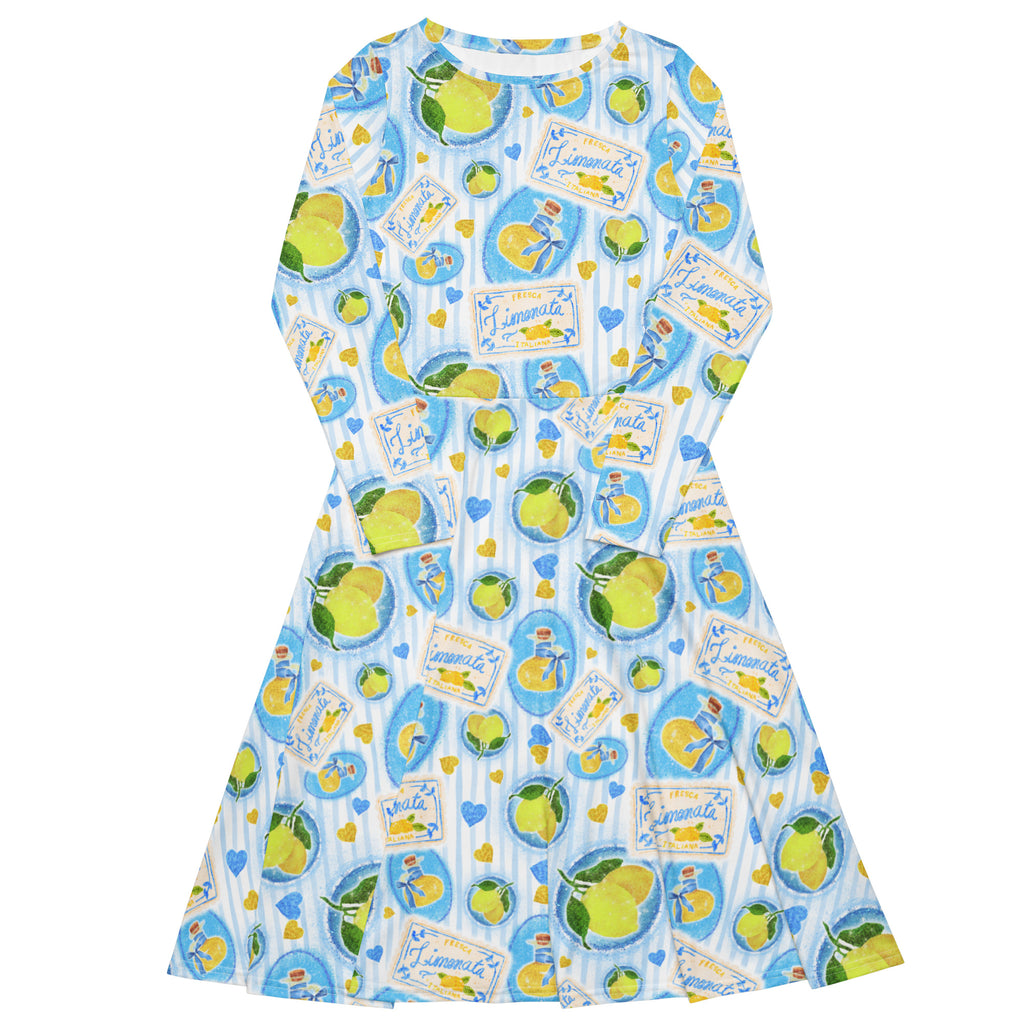 Long Sleeve Pocket Flare Dress - 'Limonata' 6XL