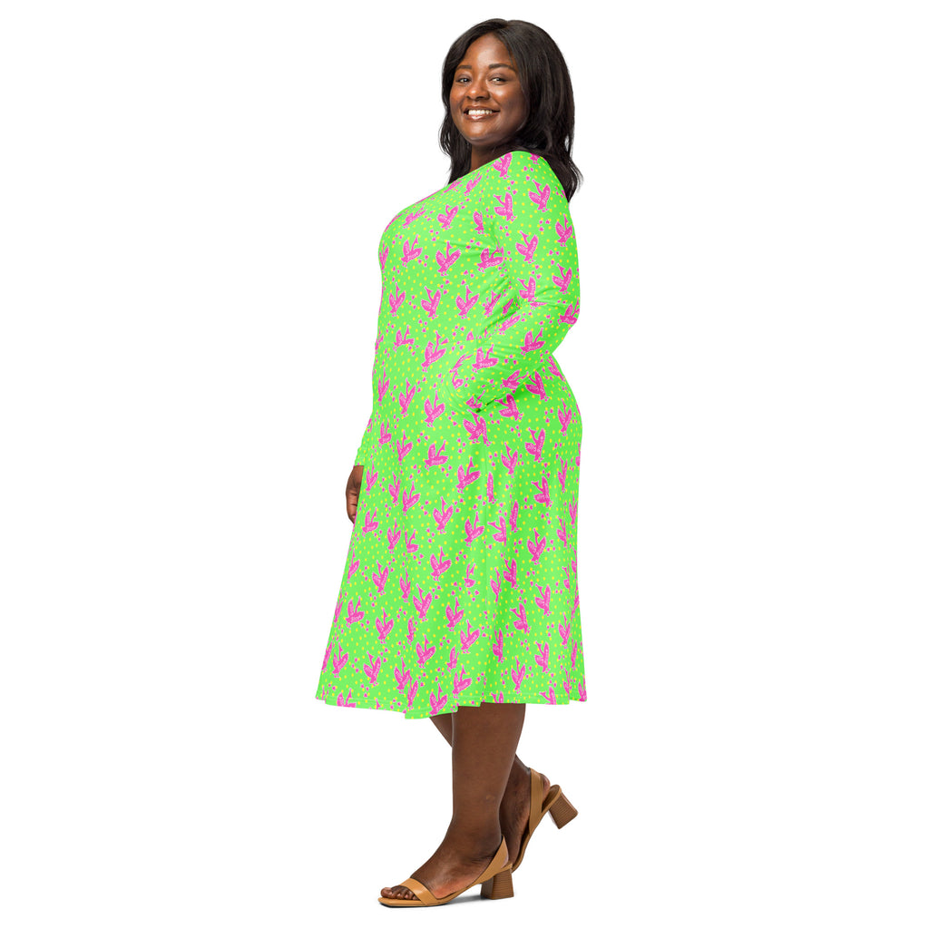 Long Sleeve Pocket Flare Dress - 'Silly Goose'