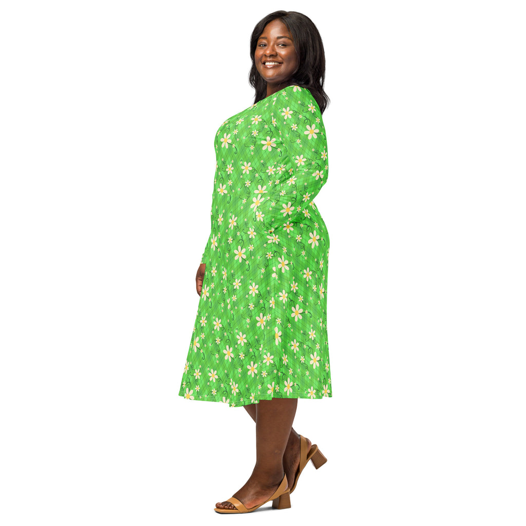 Long Sleeve Pocket Flare Dress - 'Daisy Chain'