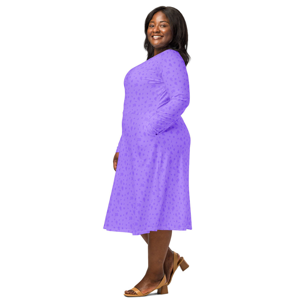 Long Sleeve Pocket Flare Dress - 'Itsy Bitsy Daisy (Lavender)'