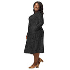 Long Sleeve Pocket Flare Dress - 'Gothic Garden (Black Version)'