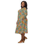 Long Sleeve Pocket Flare Dress - 'Pressed Flowers'