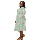 Long Sleeve Pocket Flare Dress - 'Fancy Feline'