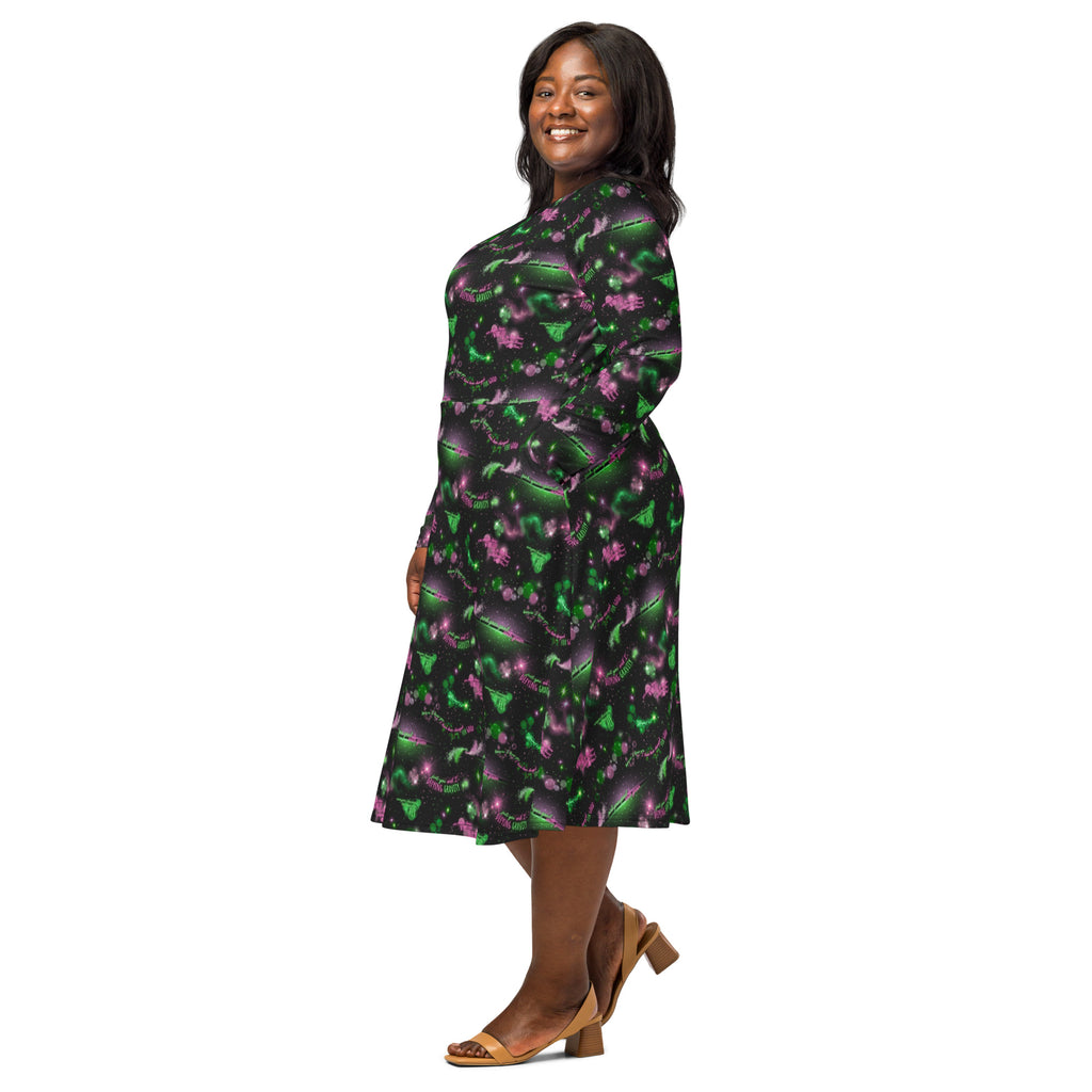 Long Sleeve Pocket Flare Dress - 'Defy Gravity'