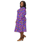 Long Sleeve Pocket Flare Dress - 'Glitter Stickers'