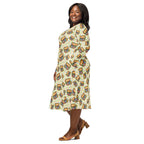 Long Sleeve Pocket Flare Dress - 'Easter Kittens'