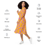 Long Sleeve Pocket Flare Dress - 'Cool Cat'