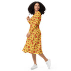 Long Sleeve Pocket Flare Dress - 'Petal Pop'