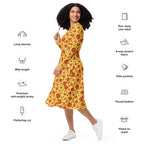 Long Sleeve Pocket Flare Dress - 'Petal Pop'