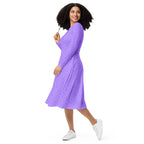 Long Sleeve Pocket Flare Dress - 'Itsy Bitsy Daisy (Lavender)'
