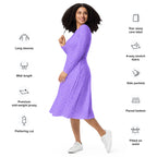 Long Sleeve Pocket Flare Dress - 'Itsy Bitsy Daisy (Lavender)'