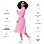 Long Sleeve Pocket Flare Dress - 'Itsy Bitsy Daisy (Rose)'