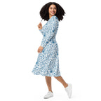 Long Sleeve Pocket Flare Dress - 'Gothic Garden (Bone China Version)'
