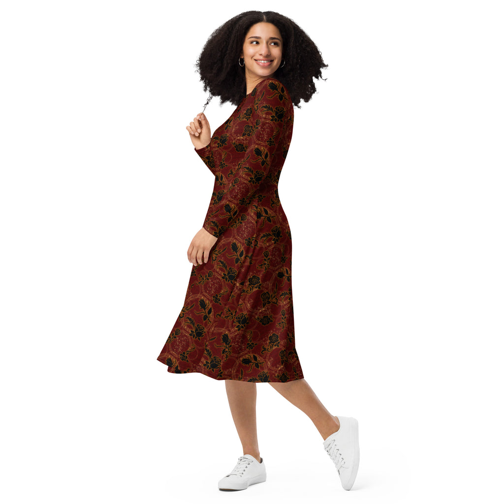 Long Sleeve Pocket Flare Dress - 'Spellbound'