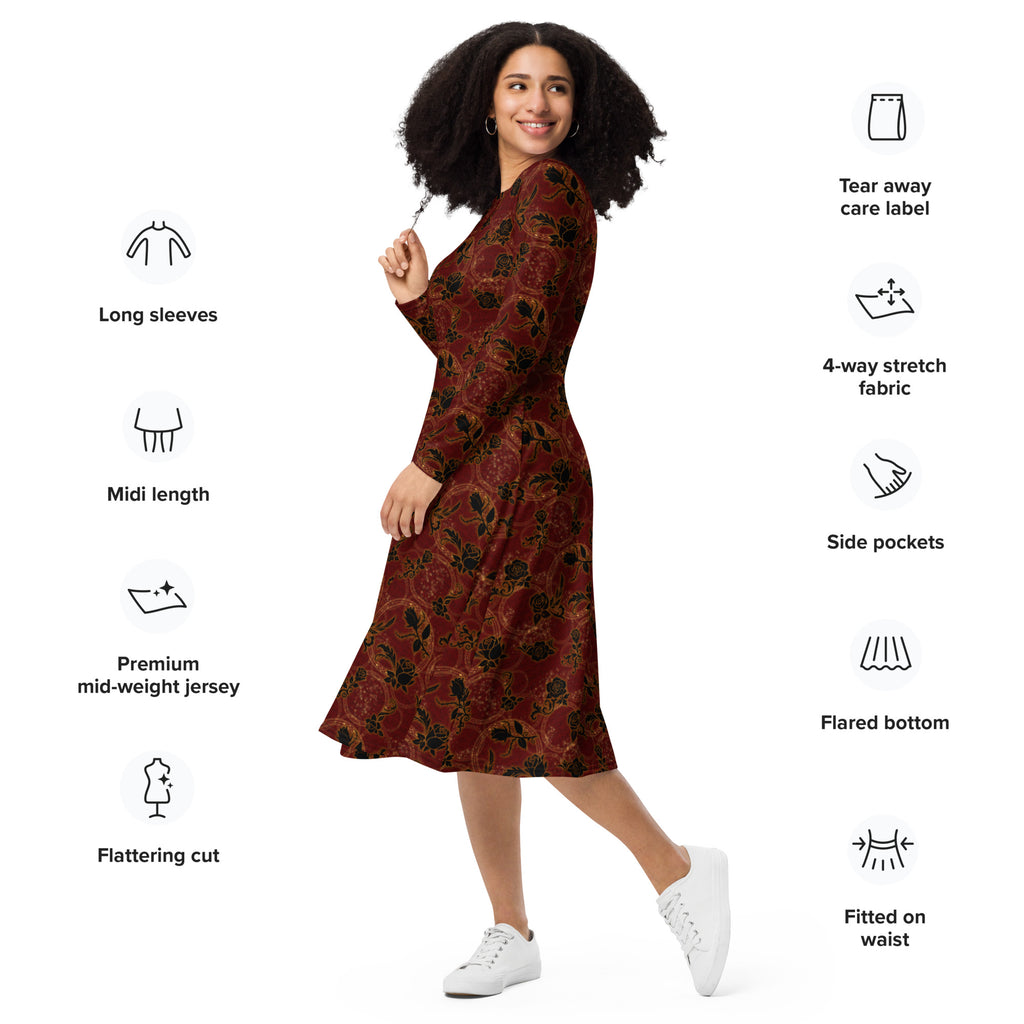 Long Sleeve Pocket Flare Dress - 'Spellbound'
