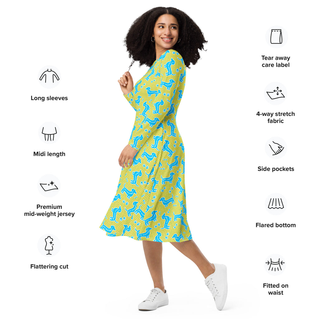 Long Sleeve Pocket Flare Dress - 'Silly Sausage'