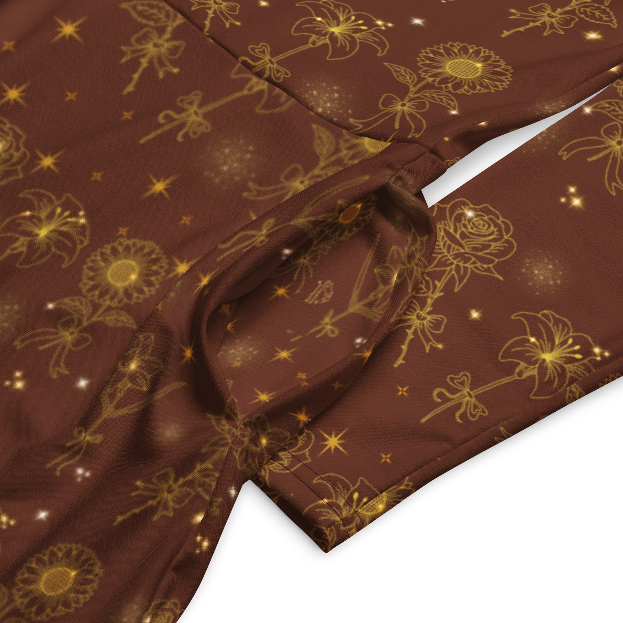 Long Sleeve Pocket Flare Dress - 'Golden Flower'