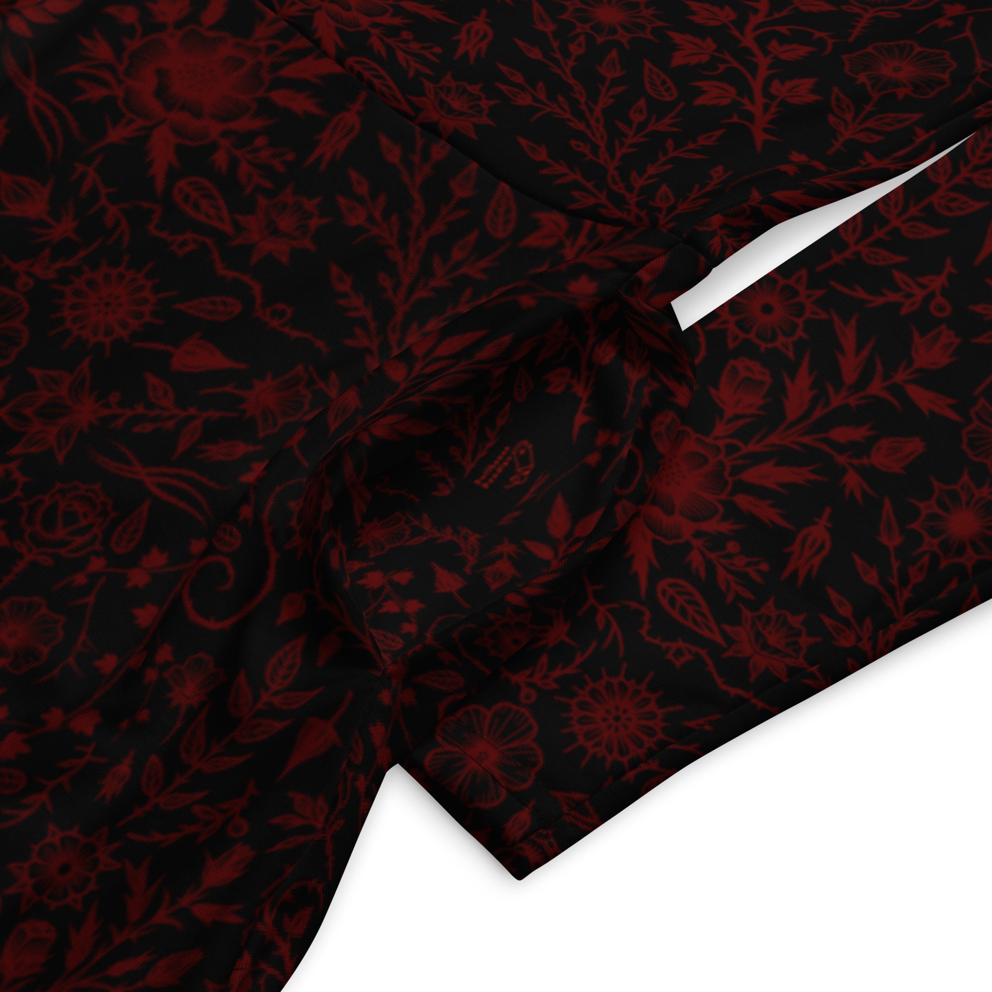 Long Sleeve Pocket Flare Dress - 'Gothic Garden (Red Version)'
