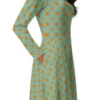 Long Sleeve Pocket Flare Dress - 'Summertime Vintage'